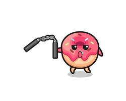 cartoon van donut met nunchaku vector