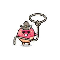 de donut cowboy met lasso touw vector