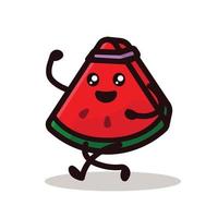 watermeloen schattig mascotte ontwerp vector