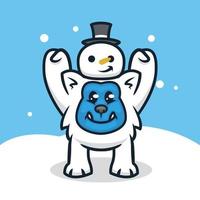 schattige yeti kerst vector