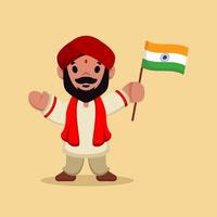 Indiase man met vlag vector