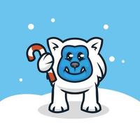 schattige yeti kerst vector