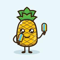 ananas schattig mascotte ontwerp vector