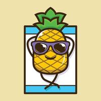 ananas schattig mascotte ontwerp vector