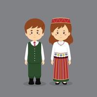 koppelkarakter dat de nationale klederdracht van Estland draagt vector