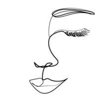 vrouw met doorlopende lijntekening abstract minimaal vrouwelijk portret logo pictogram label vector
