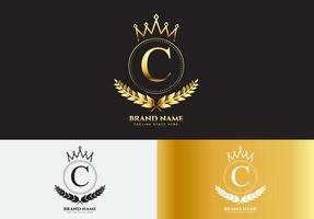 letter c gouden luxe kroon logo concept vector