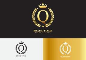 letter q gouden luxe kroon logo concept vector