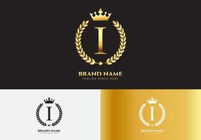 letter i gouden luxe kroon logo concept vector