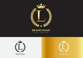 letter l gouden luxe kroon logo concept vector