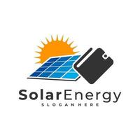 portemonnee zonne-logo vector sjabloon, creatieve zonnepaneel energie logo ontwerpconcepten