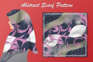 abstract sjaalpatroonontwerp voor hijabmode. hijab-sjaal met spatborstelinkt en bladeren voor drukproductie vector