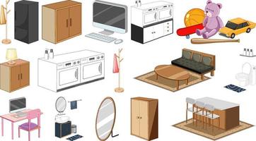 set interieurmeubels en decoraties vector