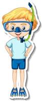 leuke jongen die een snorkelmasker draagt vector