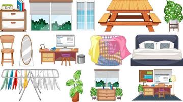 set interieurmeubels en decoraties vector