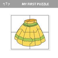 mijn eerste puzzel met cartoonrok. eenvoudig spel voor kinderen. educatief werkblad. vector