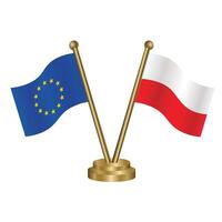 Europese unie en Polen tafel vlaggen. vector