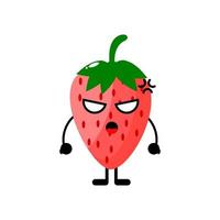 boos aardbei fruit karakter. boos aardbei fruit mascotte. vector