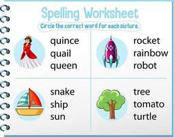 spelling werkbladsjabloon voor kinderen vector