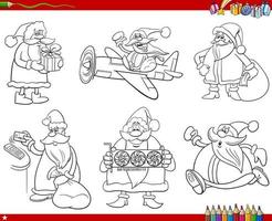 stripfiguren van de kerstman instellen kleurboekpagina vector