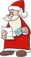 cartoon santa claus een brief lezen op kersttijd vector