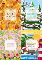 vier seizoenen typografische posters vector