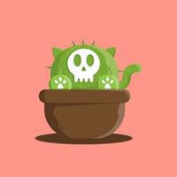 cactus in een pot in kattenmonsterstijl vector