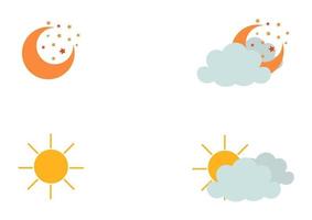 een verzameling illustraties van zonnig en bewolkt weer vector