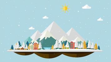 Platte ontwerp van winterlandschap achtergrond vector