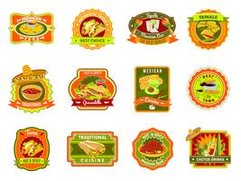 Mexicaans eten embleem set vector