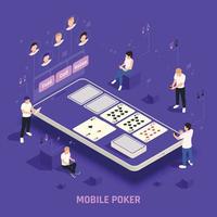 mobiele gaming casino isometrische samenstelling vector