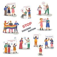 stop discriminatie platte set vector