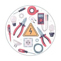 elektriciens tools cirkel samenstelling vector