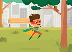 kinderen superhelden cartoon gekleurd concept vector