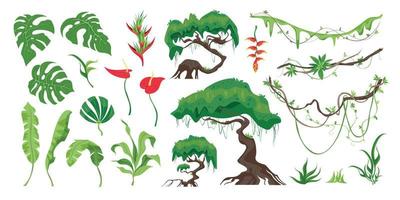 jungle planten horizontale set vector