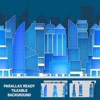 Moderne nachtcityscape tileable parallaxachtergrond vector