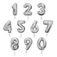 ballon nummers sliver realistische icon set vector