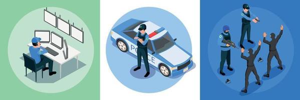 isometrisch ontwerpconcept voor politiebeveiliging vector