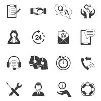 Zwart-wit klantenondersteuning Icon Set