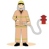 brandweerman in uniform. brandkraan. platte vectorillustratie vector
