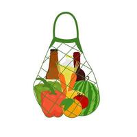 boodschappentas met boodschappen. ecozak. platte vectorillustratie vector