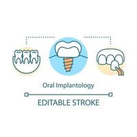 orale implantologie concept icoon. tandheelkundig implantaat. herstel van verloren tanden. stomatologische diensten idee dunne lijn illustratie. vector geïsoleerde overzichtstekening. bewerkbare streek