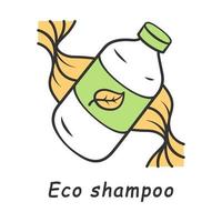 eco shampoo kleur icoon. handgemaakte zero waste swap. biologische cosmetica. natuurlijke shampoo. milieuvriendelijk, chemicaliënvrij haarverzorgingsproduct. herbruikbare, recycle plastic fles. geïsoleerde vectorillustratie vector