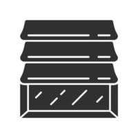 romeinse tinten glyph pictogram. keuken, slaapkamer, woonkamer inrichting. huis- en kantoorinrichting. interieur winkel. raambekleding, jaloezie. silhouet symbool. negatieve ruimte. vector geïsoleerde illustratie