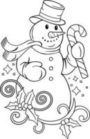 kerst sneeuwpop kleurplaat vector