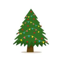 kerstboom met boombal en boomspeelgoed. platte vectorillustratie vector