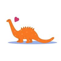 schattige dinosaurus. oranje dinosaurus op een witte achtergrond platte vectorillustratie vector