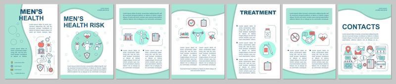 lay-out van de sjabloonlay-out van de gezondheidsbrochure voor mannen. mannelijke gezondheidsrisicofactoren. gezonde levensstijl. flyer, boekje, folder print ontwerp. vectorpaginalay-outs voor tijdschriften, jaarverslagen, reclameposters vector