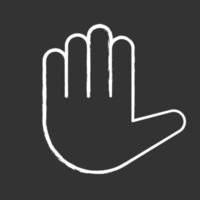 opgeheven hand emoji krijt icoon. hoge vijf. stop handgebaar. palm. vijf tellen. geïsoleerde vector schoolbordillustratie