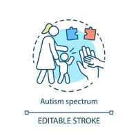 autisme spectrum stoornis concept icoon. asd therapie idee dunne lijn illustratie. autistisch syndroom zorg vector geïsoleerde overzichtstekening. kind mentale, cognitieve ziekte behandeling. bewerkbare streek